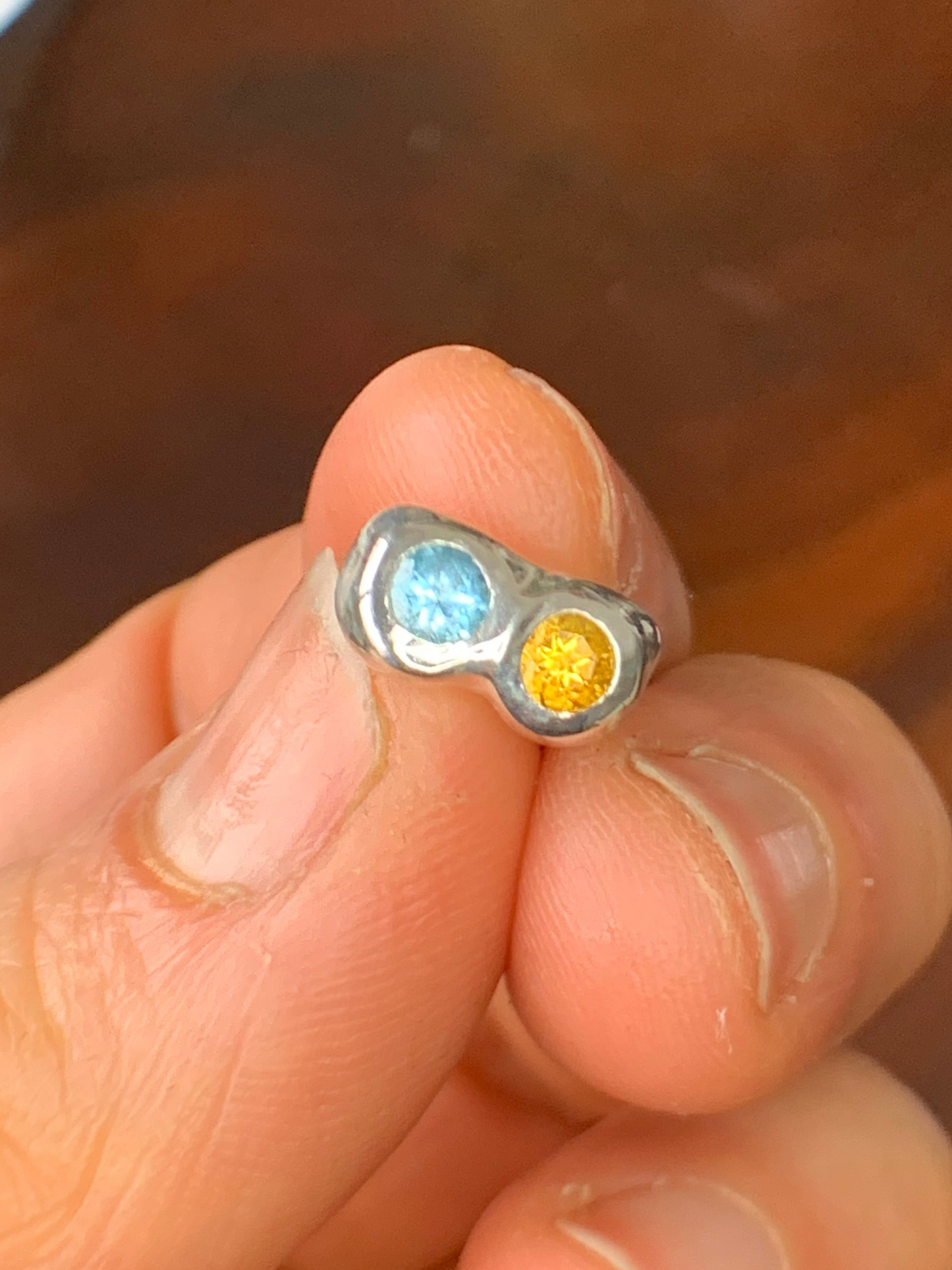 Soulmate Earrings - Swiss Blue Topaz and Yellow Citrine