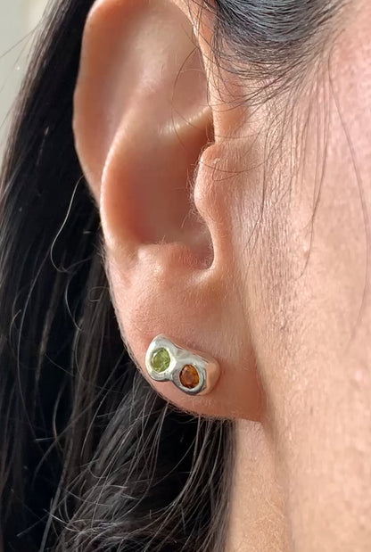 Soulmate Earrings - peridot and orange citrine