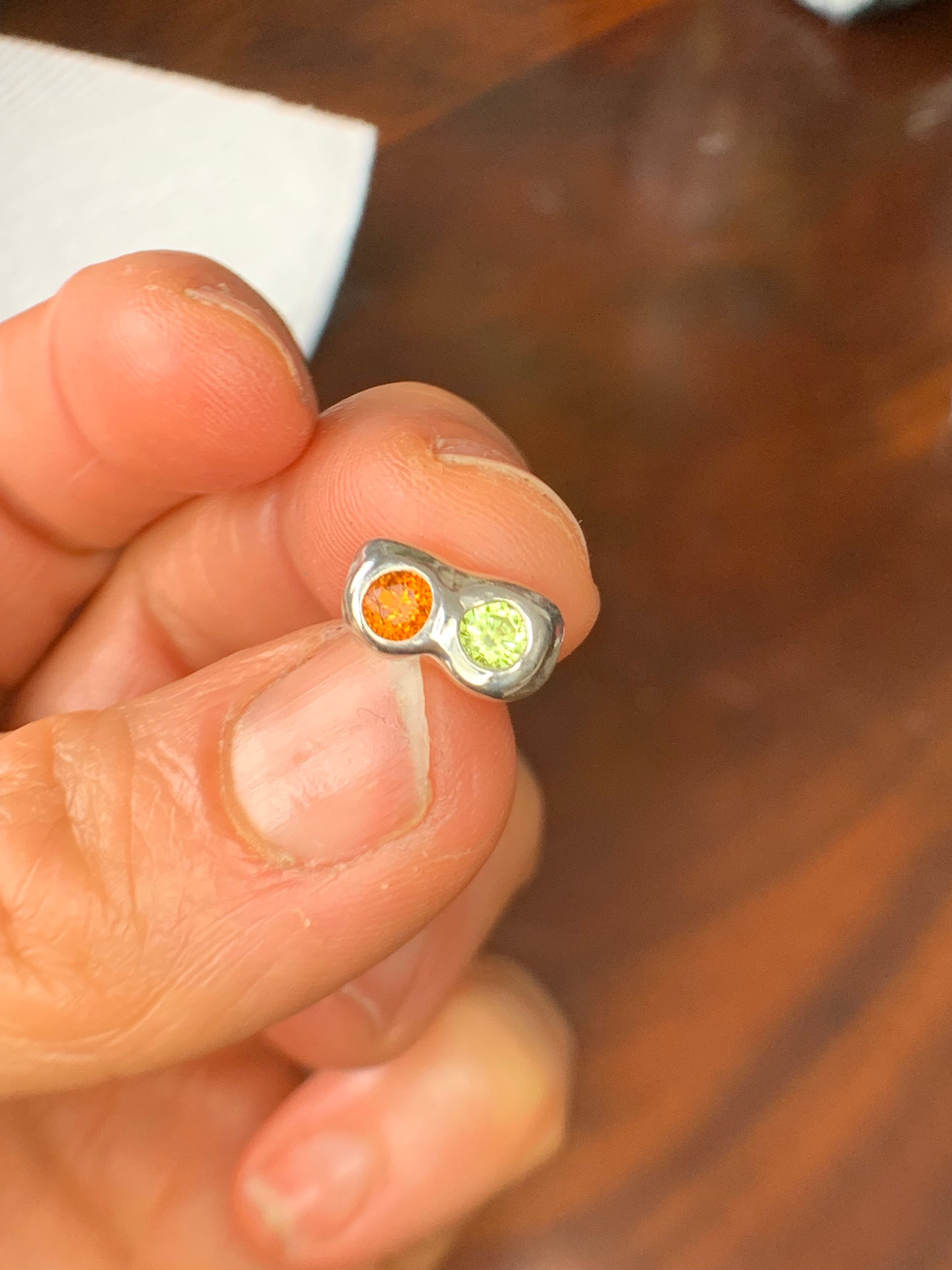 Soulmate Earrings - peridot and orange citrine