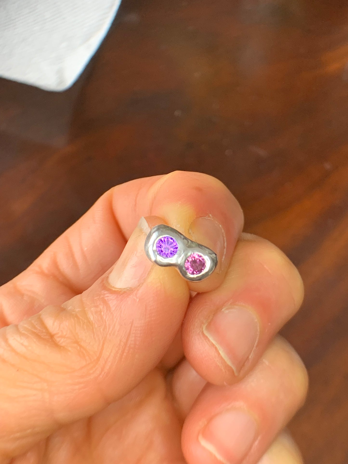 Soulmate Earrings - amethyst and pink rhodolite