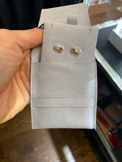 Soulmate Earrings - peridot and orange citrine