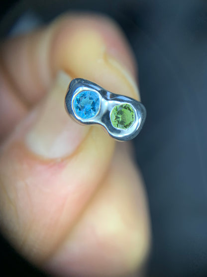 Soulmate Earrings - Swiss Blue Topaz and Peridot