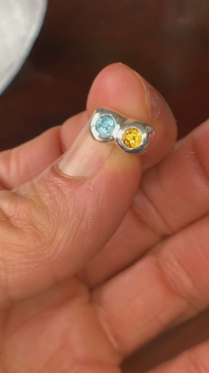 Soulmate Earrings - Swiss Blue Topaz and Yellow Citrine